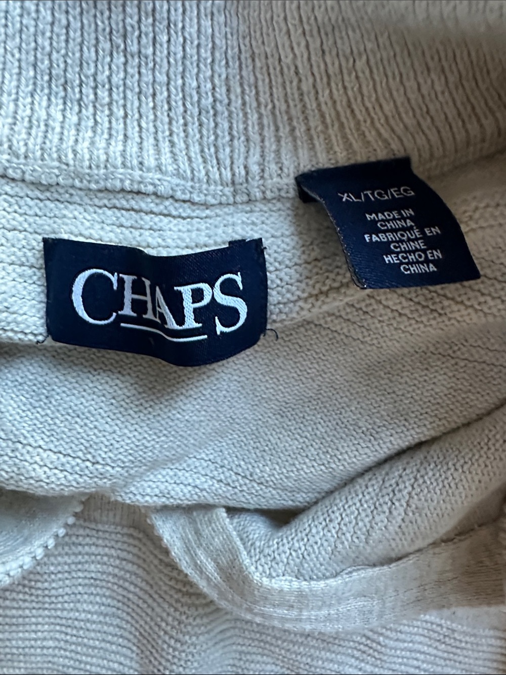 Chaps Light Gray Zip-Front Ribbed Sweater - Picture 2 of 4
